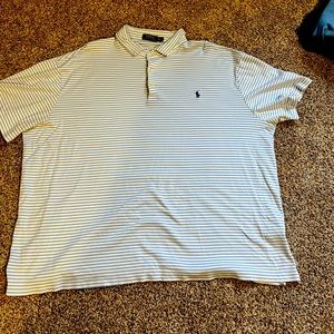 Polo Ralph Lauren Golf Polo 3XB White Light Blue - Shirt Is Wide, Check Measure!